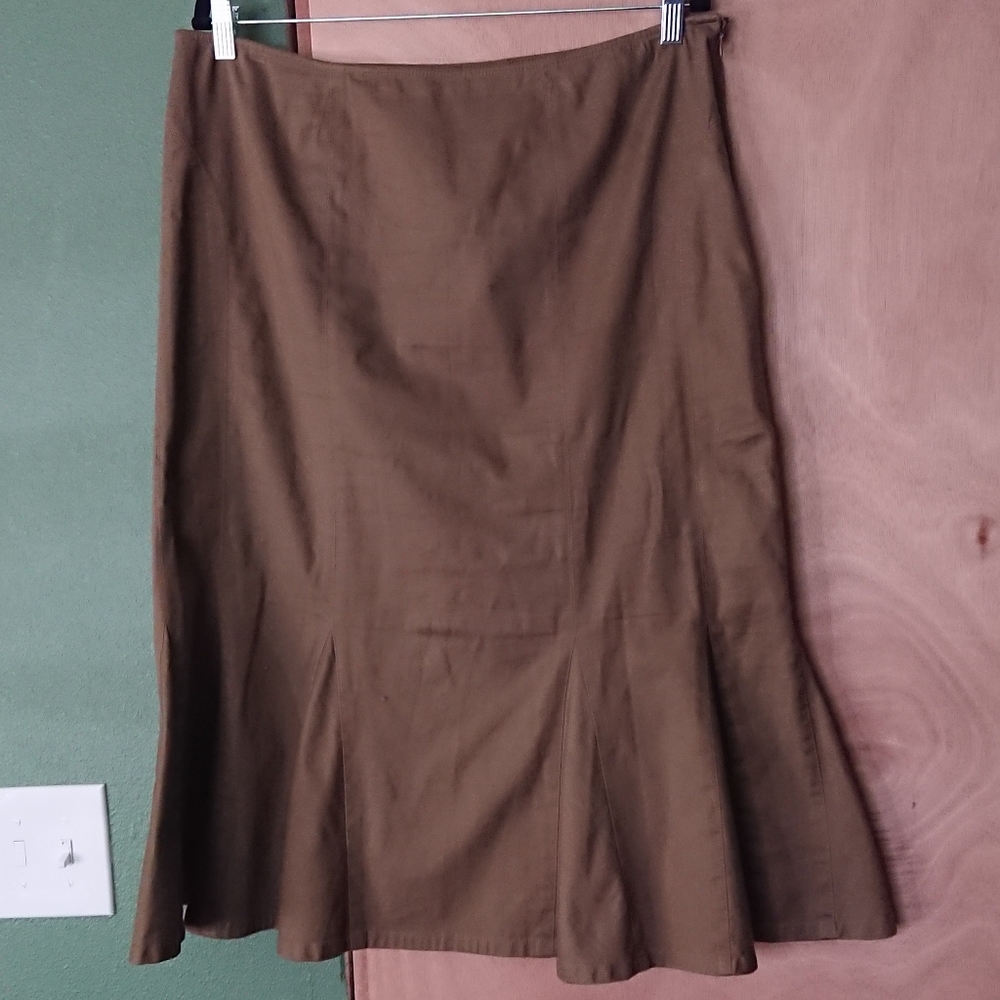 WWork To Weekend Tan PencilSkirt W/Flounce Sz14/L